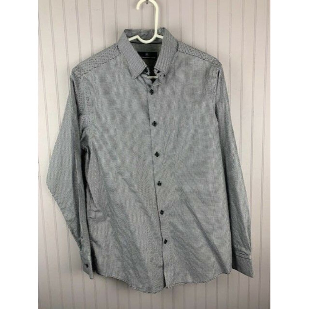 Hart Schaffner Marx Size M Mens Shirt Cotton Long Sleeve Black Check Button Down